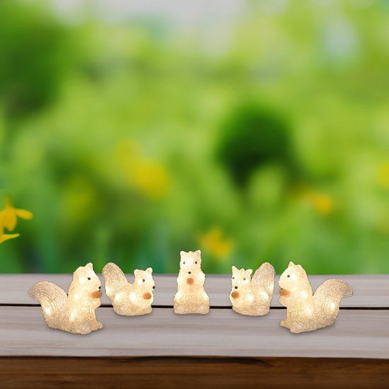 Konstsmide Verlicht kerstfiguur voor buiten - 5 eekhoorns - 40 LEDs - Warm wit - Dimbaar - 12 cm hoog