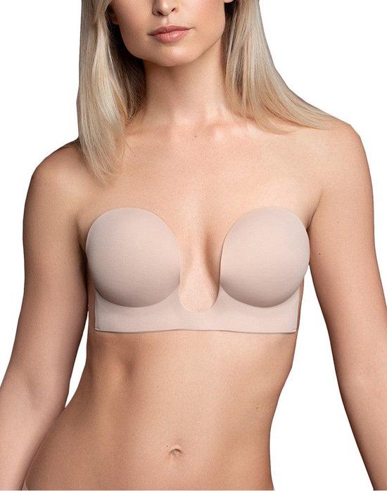 Bye Bra Naadloze U-Stijl Bh, Plakbeha, Zelfklevende Bh, Strapless En Rugloze Bh, Push-Up Bh, Cup A-E, Beige, D