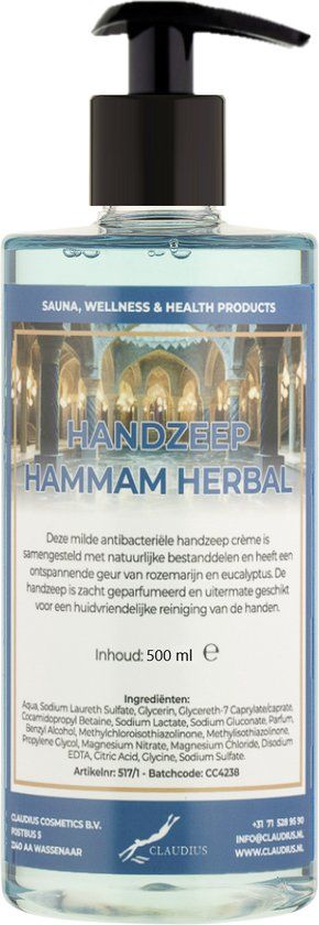 Claudius Cosmetics B.V. Handzeep Hammam Herbal 500 ml - met gratis pompje