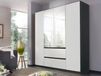 Mobistoxx Armoire MALIS 4 portes 2 tiroirs blanc alpin/chêne sonoma avec miroir