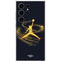 Maniacase Beschermhoes Samsung Galaxy S24 Ultra Jordan logo poudre filante dorée