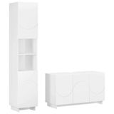 vidaXL Badkamerkast - set - 2 - st - Wit - Bewerkt - hout