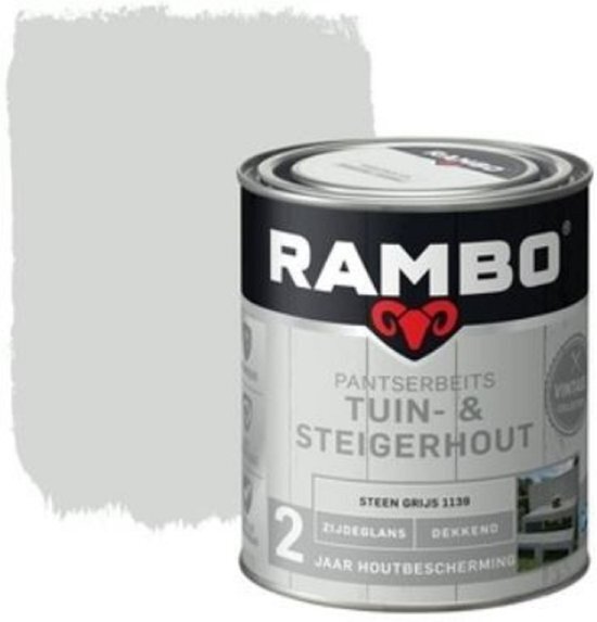 Rambo vintage pantserbeits tuin- en steigerhout dekkend steen grijs zijdeglans 750 ml