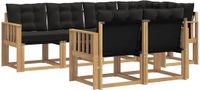 vidaXL Hoek loungeset 7 zitplaatsen Wit en zwart Acacia hout