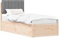 vidaXL Bedframe met Gevoerde Hoofdbord Lichtgrijs 75 x 190 cm