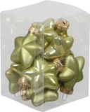 Othmar Decorations Kerstornamenten - sterren - 12x st - salie groen - 4 cm - glas