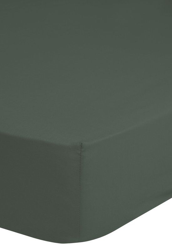 HIP hoeslaken effen kleur - Lits jumeaux 180x200 cm - Olijfgroen - 100% Katoen satijn