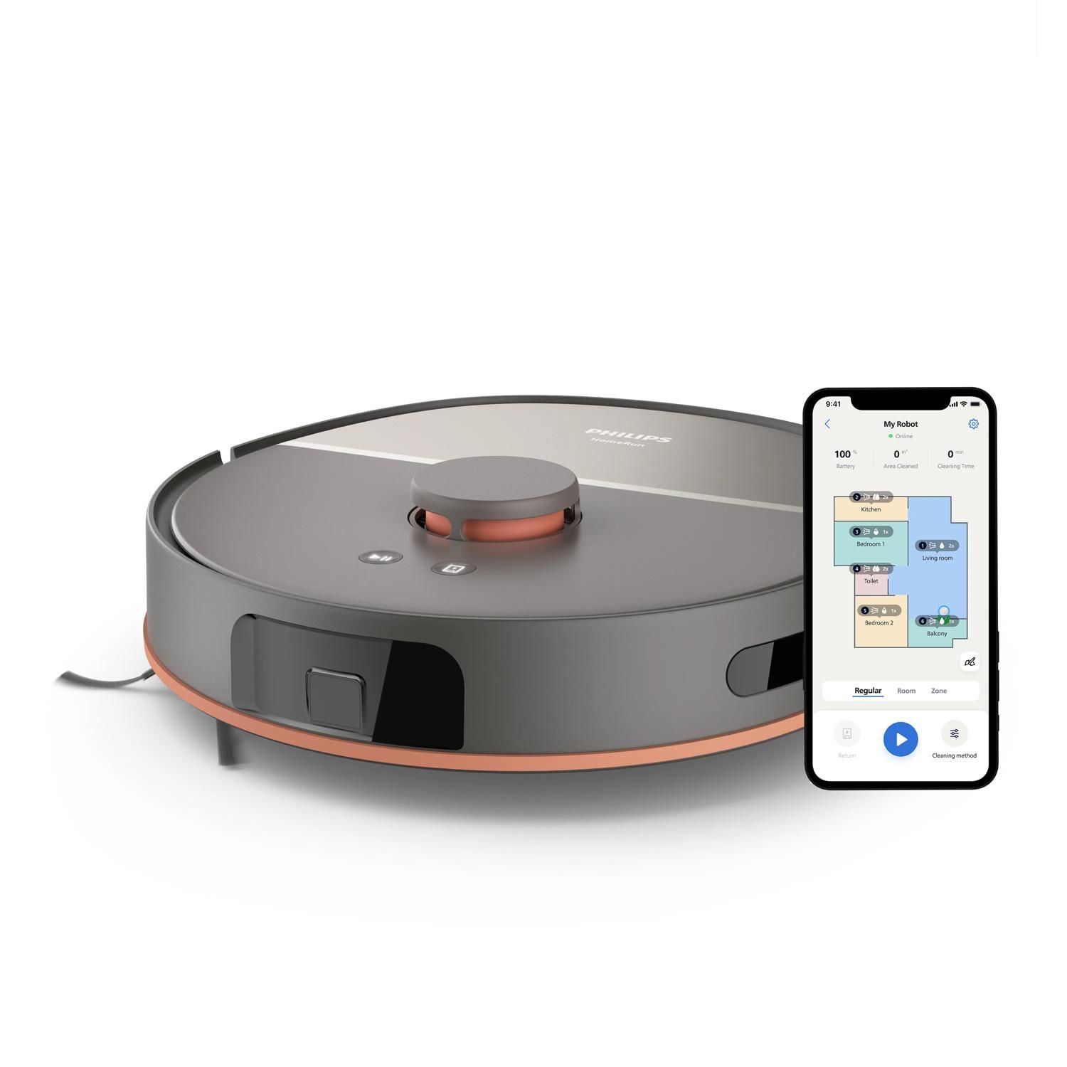 Philips XU5000/10 Robot Vacuum - Grey - 200 min - Laser Navigation - Automatic Emptying