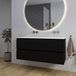 Saniclass Chaci Badkamermeubelset - 120x46x55cm - keramische wastafel wit - 2 wasbakken - zonder kraangaten - 2 lades - ronde spiegel met verlichting - mat zwart