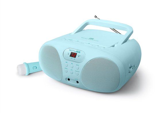Muse Electronics Muse MD-203KB - Boombox met radio/CD-speler en microfoon, kids, lichtblauw