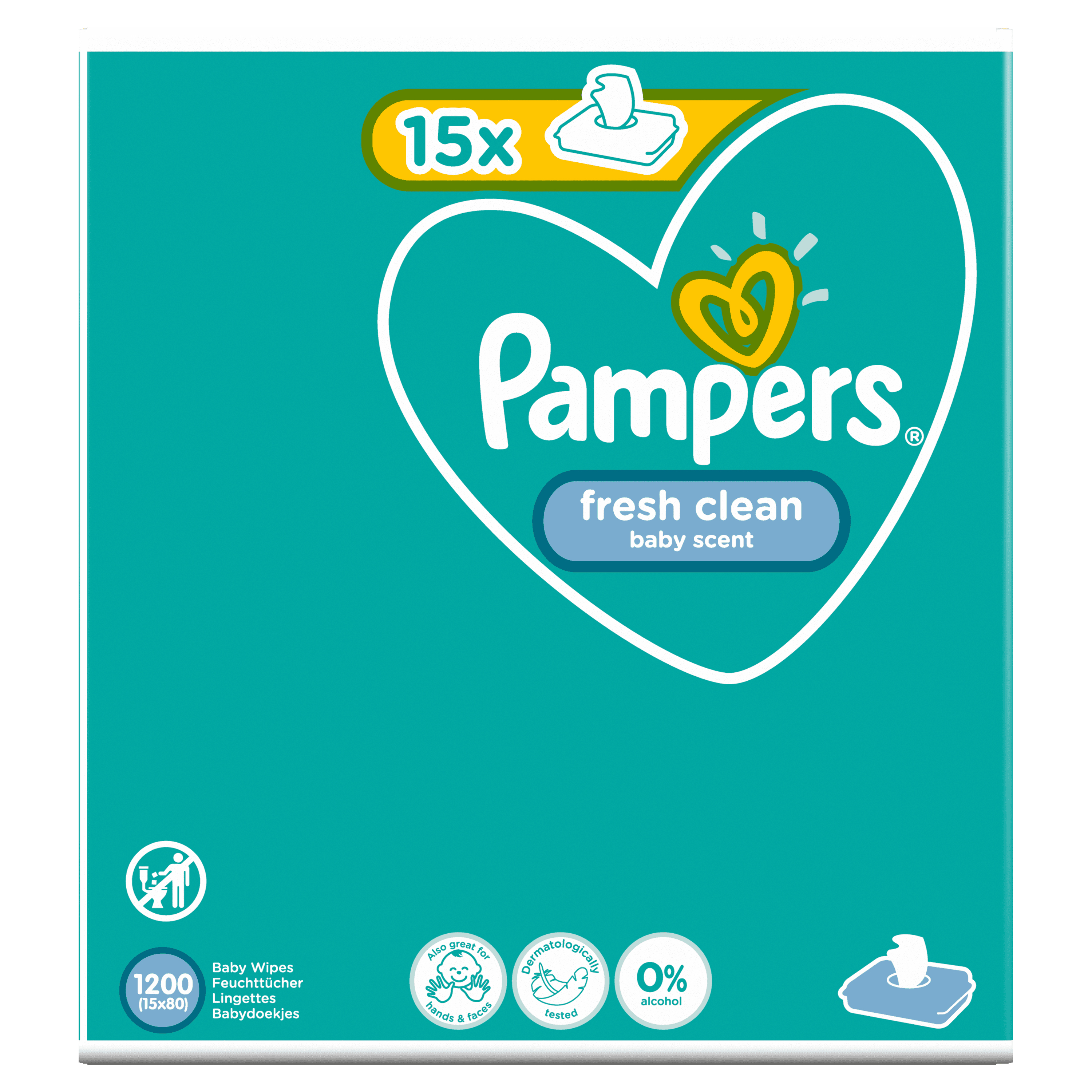 Pampers Fresh Clean Babydoekjes 15 Verpakkingen = 1200 Doekjes