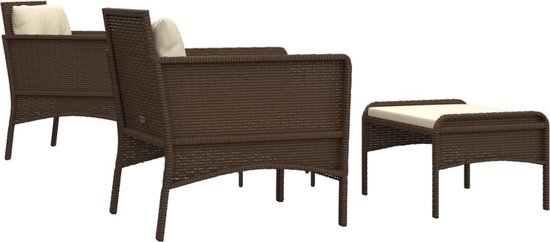 vidaXL 5-delige Loungeset met kussens poly rattan bruin