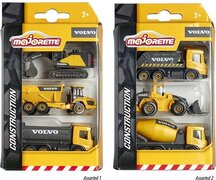 MAJORETTE 212057284 - Volvo Constructievoertuigen, Set van 3 stuks, 2 verschillende, uitgeleverd per 1 set van 3, metaal, 1:64, vanaf 3 jaar