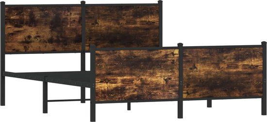 vidaXL Bedframe Metaal Gerookt Eikenkleurig 160x200 cm Zonder Matras