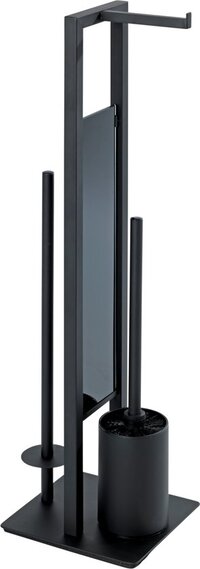WENKO Toiletstandaard - rolhouder, toiletborstel en reserverol houder - zwart