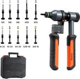 VEVOR Rivet Nut Tool Kit 21 cm, Ratchet Rivet Tool with 10 Mandrels and 100 Nuts in Metric and SAE Sizes M5, M6, M8, M10, M12, 8-32, 10-24, 1/4-20, 5/16-18, 3/8-16 UNC, Incl. Carrying Case