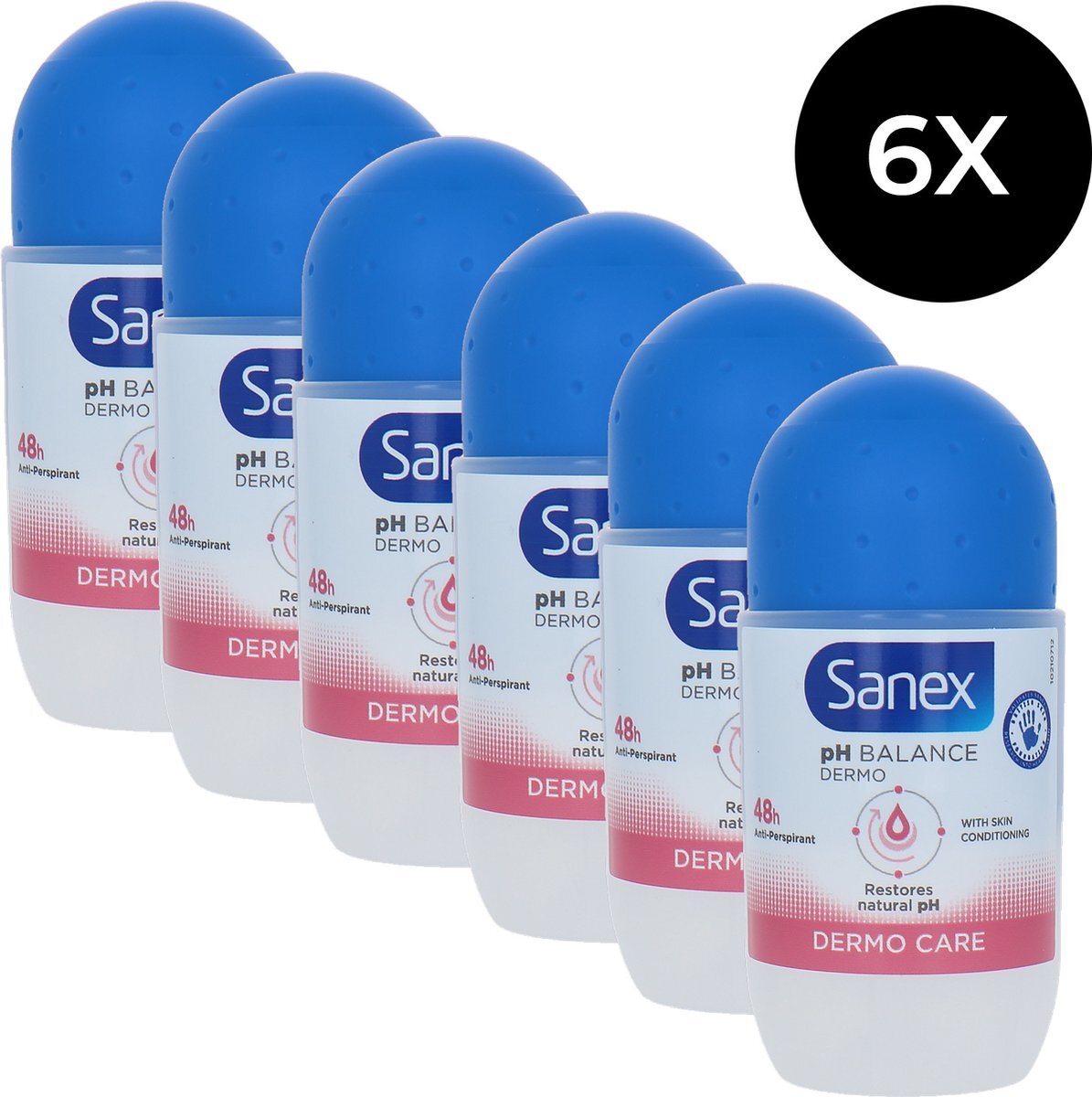Sanex Dermo Care Roll-on Deodorant - 6 x 50 ml
