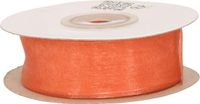 Merkloos Hobby/decoratie organza sierlint - Licht oranje - 2,5 cm x 20 meter - Cadeaulint - inpakken