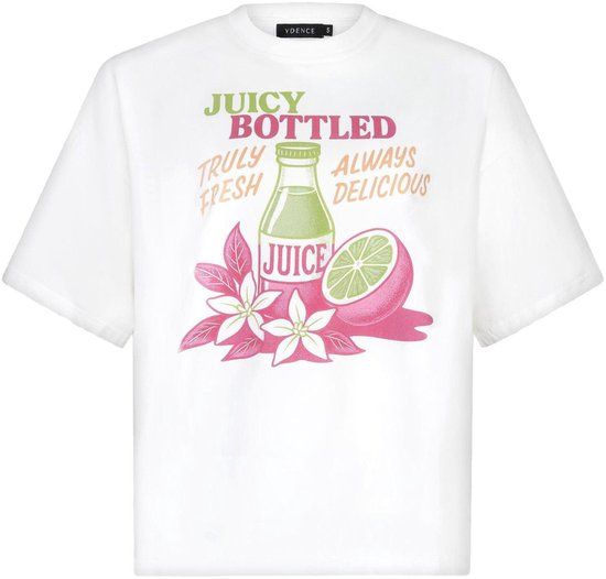 Ydence T-shirt Juicy Bottle Tops & T-shirts Dames - Shirt - Gebroken wit - Maat XS