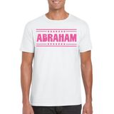 Bellatio Decorations Verkleed shirt voor heren - abraham - wit - glitter - verjaardag/themafeest - 50 jaar M