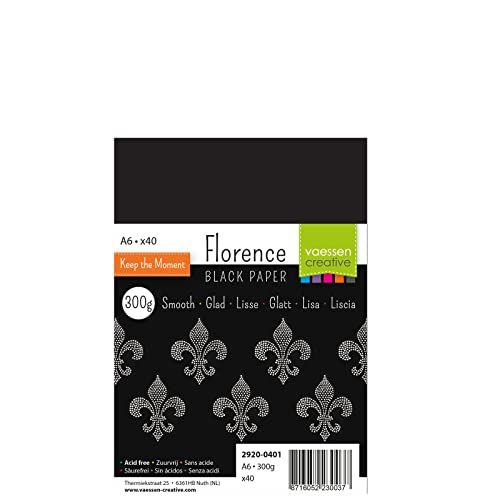 Florence Papier A6 smooth 300g 40pcs Black - Zwart