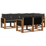 vidaXL - Buiten - bank - set - 7 - st - Naturel - en - Zwart