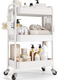 Shenzhen Haorui Industrial Technology Co., Ltd. Chariot de rangement à roulettes - Trolley multifonctionnel - 3 niveaux - blanc