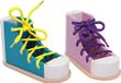 Small Foot Rijgschoenen, strikbinding van hout, kleurrijke set van 2, incl. bijpassende veters, vanaf 3 jaar, 6475, kleurrijk