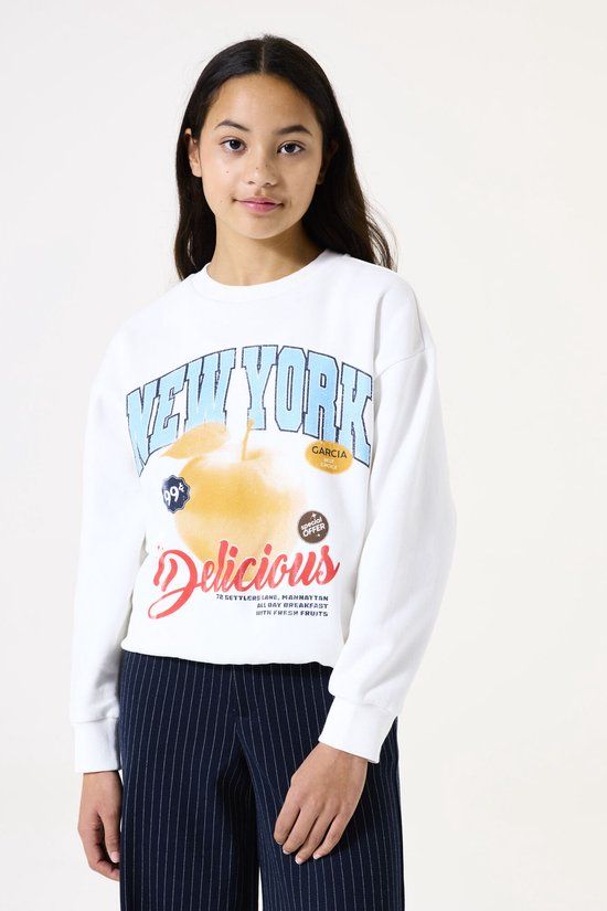 Garcia Meisjes Print Sweater Wit Lange mouw