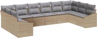 vidaXL Tuinbank Set 10-delig Beige en Lichtgrijs Poly Rattan