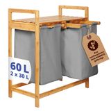 Lumaland Wasmand 60L Rechthoekig Bamboo, Katoen, Polyester, Hout Donkergrijs