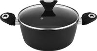 Venga! VG POT 3001 Kookpan met deksel, 24 cm, 4,1 L, Zwart/Zilver
