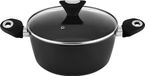 Venga! VG POT 3001 Kookpan met deksel, 24 cm, 4,1 L, Zwart/Zilver