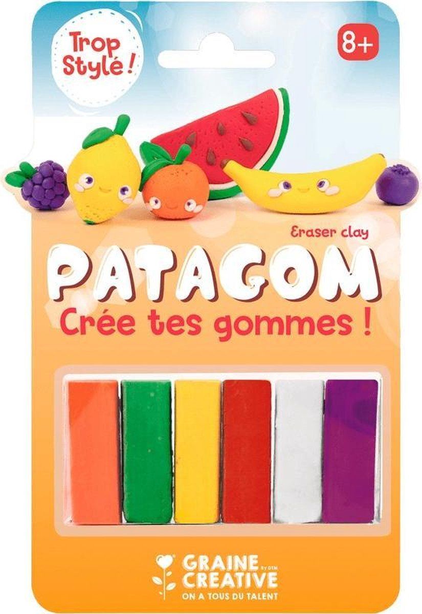 Graine Créative Maak je eigen gum | Gum Klei | Patagom 6 blokjes - fruit