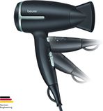 Beurer HC 25 Reisföhn - Inklapbaar - Compact voor Wereldwijd gebruik - Snel Droog Haar en Perfecte Styling - Dankzij Ionenfunctie & Koude luchtstand - Antraciet/Lichtblauw