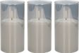 Luxe 3x pièces bougies LED en verre gris D7,5 x H15 cm - avec minuterie