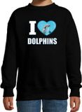 Bellatio Decorations I love dolphins sweater met dieren foto van een dolfijn zwart voor kinderen - cadeau trui dolfijnen liefhebber - kinderkleding / kleding 98/104