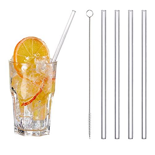 Cepewa GmbH Luxe Glazen Rietjes met Schoonmaakborstel - 4 stuks