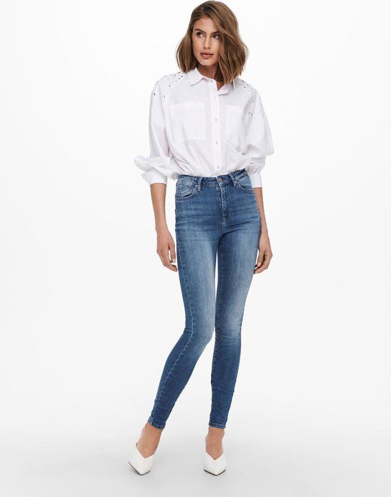 ONLY ONLFOREVER HIGH LIFE HW SK REA958 Jeans - Medium Blue Denim - Women's Size M/32