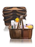 Cetomo Douche Caddy mand, kunststof doucheorganizer met opvouwbaar handvat, draagbare opbergdoos met afvoergaten voor badkamer, keuken, slaapzaal, douchegel, shampoo, cosmetica, helder bruin - 4 stuks