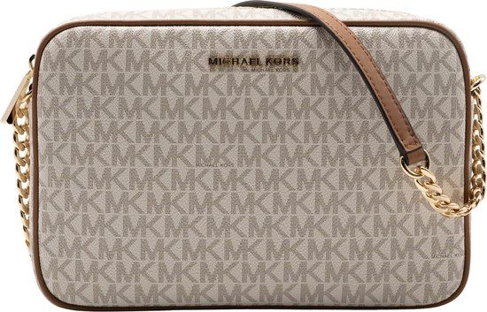 Michael Kors Ginny Camera Bag M Crossbodytas Dames - Leer - Bruin/Wit