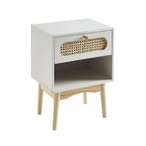 BAÏTA SiXTINE Nachtkastje, parelgrijs en rotan riet, 40 cm