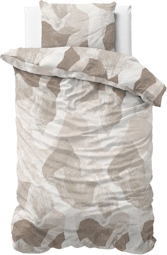 Sleeptime Dekbedovertrek Echo – 100% Katoen – Beige – 140x220 cm
