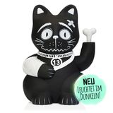 Pechkeks 8901001 zwarte hoekkat, beweegbare arm, werkt op batterijen, 14 cm hoog, kunststof