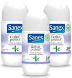 Sanex 3 x Natur Protect Déodorant Roll-on - Puur & Fris - Avec Bambou - 50 ml
