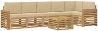 vidaXL Tuinset met 7 zitplaatsen, wit en beige, polyester