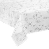 Atmosphera Tafelkleed kerst sfeer thema - 140 x 240 cm wit met zilveren sterren