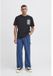 Solid T-shirt Rogelio Black Cotton Regular Fit Men's S