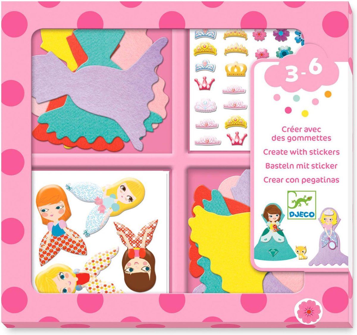 Djeco Knutselset Creeëren met stickers - Prinsessen - 3-6j