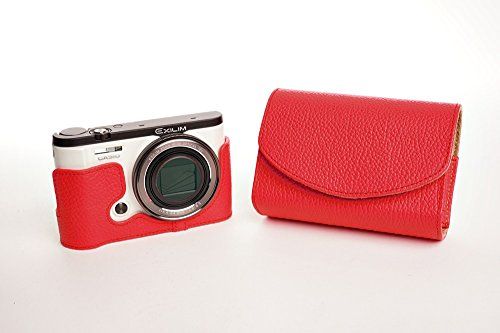 TP Handgemaakte Echt Lederen Full Camera Case Camera Tas voor Casio EX-ZR3500 ZR3500 - Rood